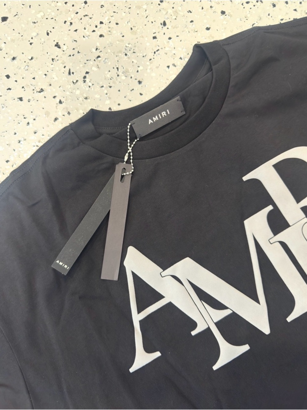 AMIRI Black T-Shirt with Gray Logo Print - Picture 2 of 4